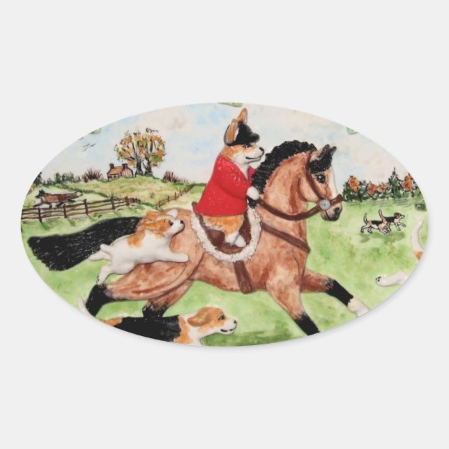 Corgi Huntsman se rend à Hounds Sticker (Devant)