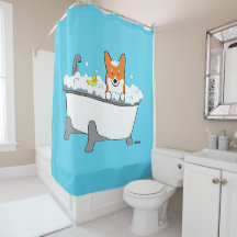 Corgi Life | Rideau de douche | Rouge | v2
