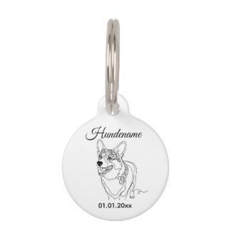Corgi Ligne d'Art Minimaliste Médaille Personnalis