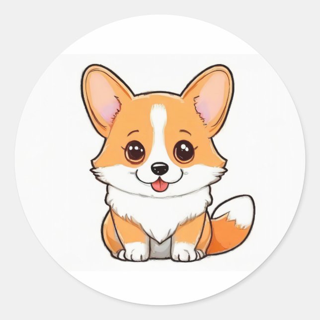 Corgi mignon sur Sticker arrière - plan blanc (Devant)