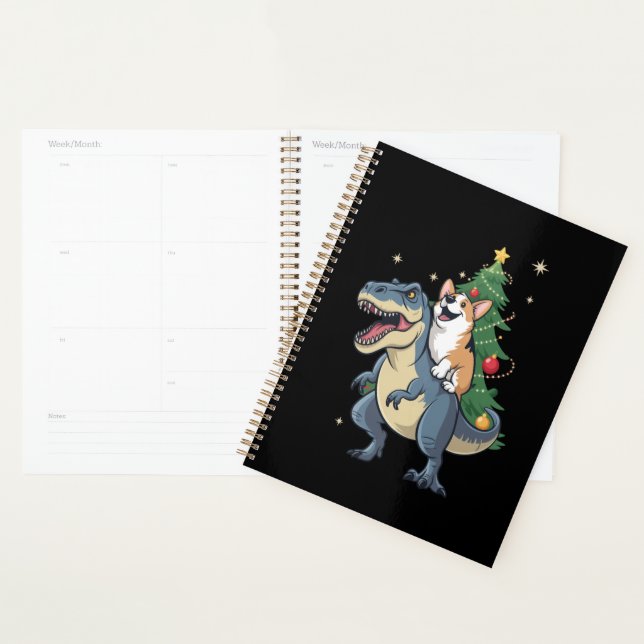 Corgi Noël Dinosaure Arbre Rex Vacances Xmas  (Devant avec enveloppe)