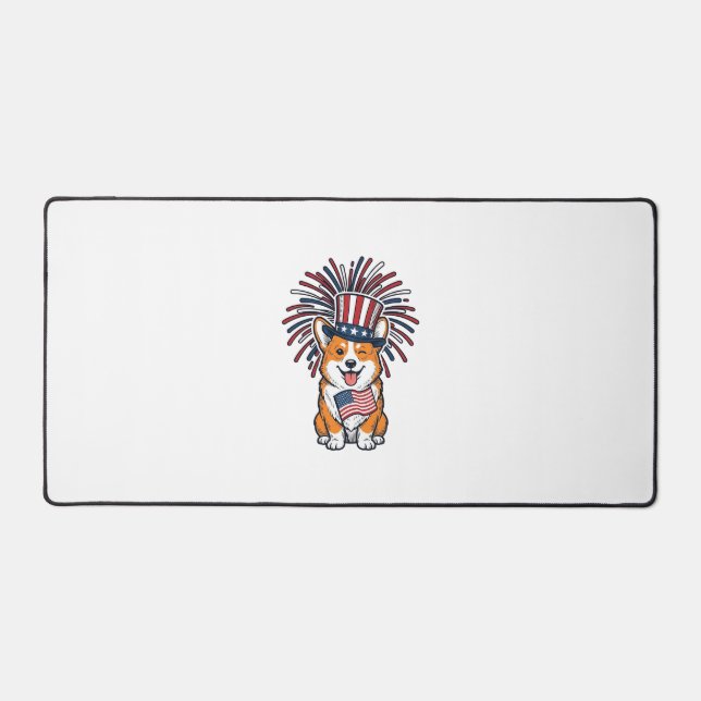 Corgi patriote feux d'artifice Chien Conception ve (Recto)