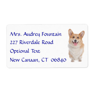 Corgi Puppy Dog Name Return Adresse Étiquette de 