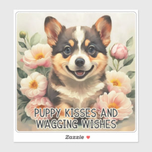 Corgi Puppy Kisses - Sticker pour la fête des mère