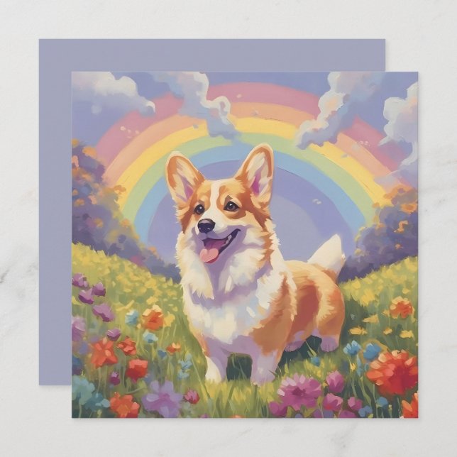 Corgi Rainbow Bridge Nom personnalisé Dog Memorial (Devant / Derrière)