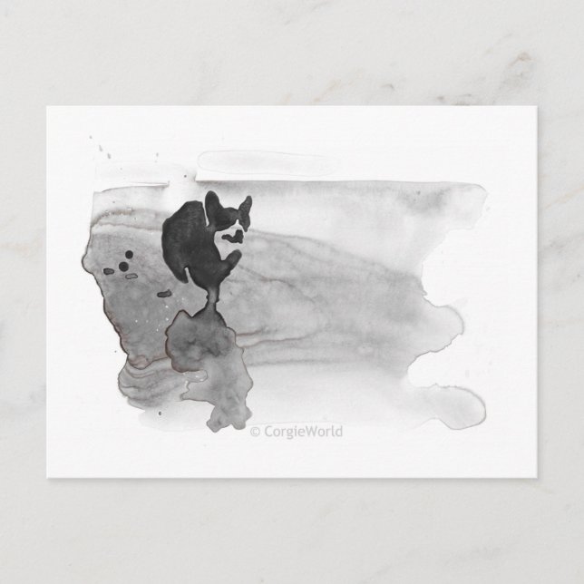 Corgi sur la carte postale de la plage (Devant)