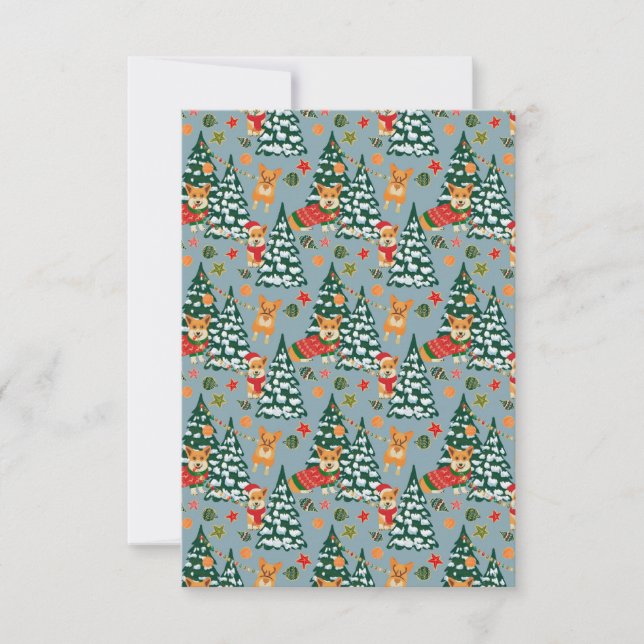 Corgis décorent l'arbre de Noël en forêt (Devant)