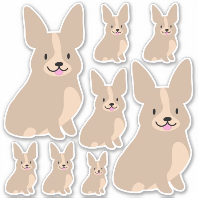 Corgis mignon, Tailles différentes, Autocollant (Devant)