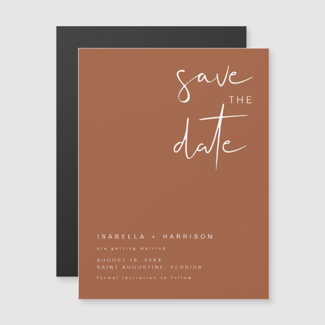 CORIANDER Boho Burnt Orange Save the Date Magnet (Devant / Derrière)