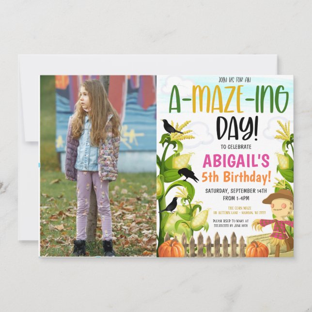 Corn Maze Invitation de fête d'anniversaire (Devant)