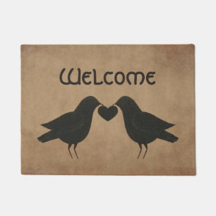 Corneilles et tapis de porte bienvenu de coeur