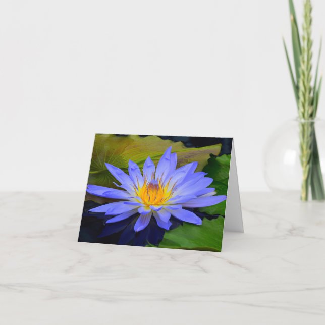Cornflower Blue Big Water Lily Note Cartes de voeu (Devant)