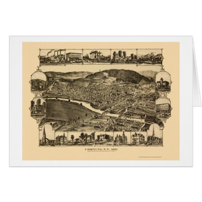 Corning, carte panoramique de NY - 1882 (Devant horizontal)