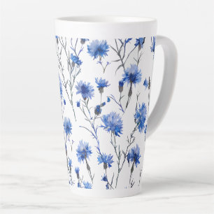 Cornouailles Latte Mug Blanc Bleu