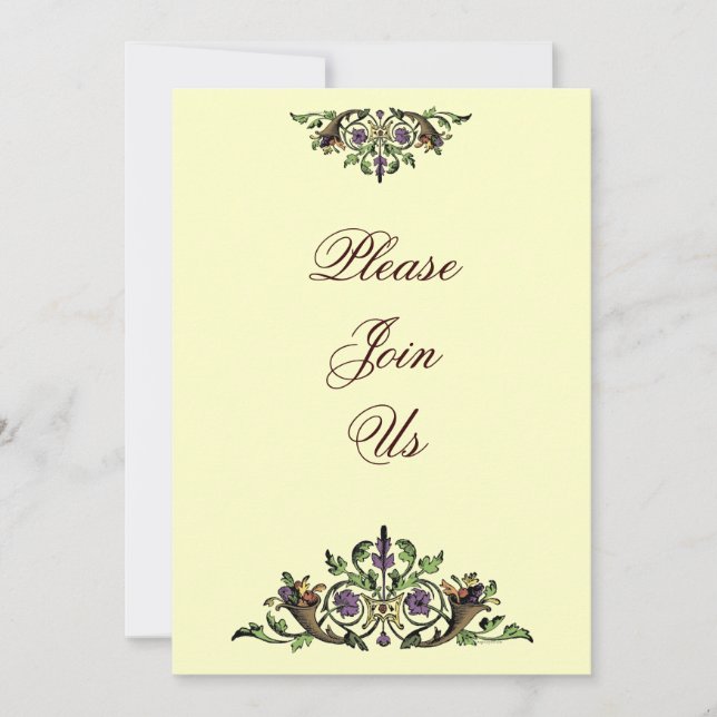 Cornucopia Vintage Thanksgiving Invitations person (Devant)