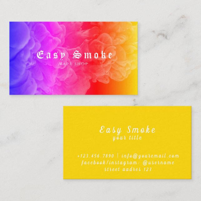 Corolful Smoke Vape Shop Carte de visite (Devant / Derrière)