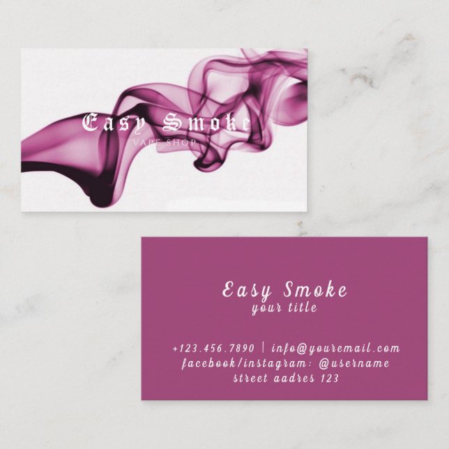 Corolful Smoke Vape Shop Carte de visite (Devant / Derrière)