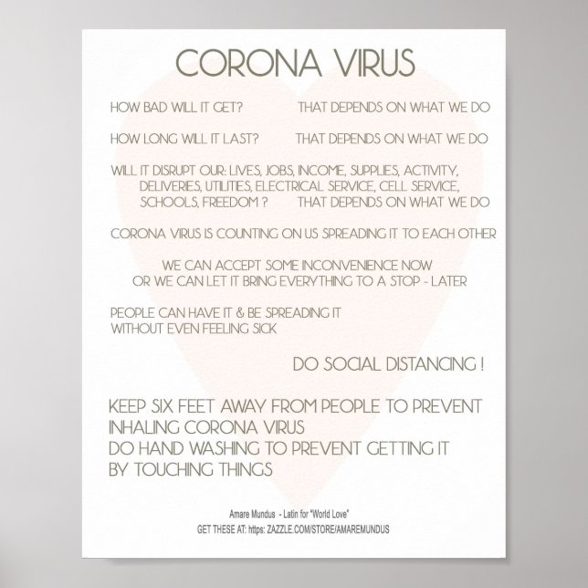 Corona Virus Advice Poster pour Lieu de travail, A (Devant)