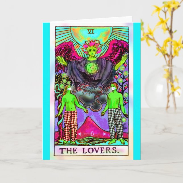 Coronavirus Les Amoureux Carte BLANC Tarot (Fleur jaune)