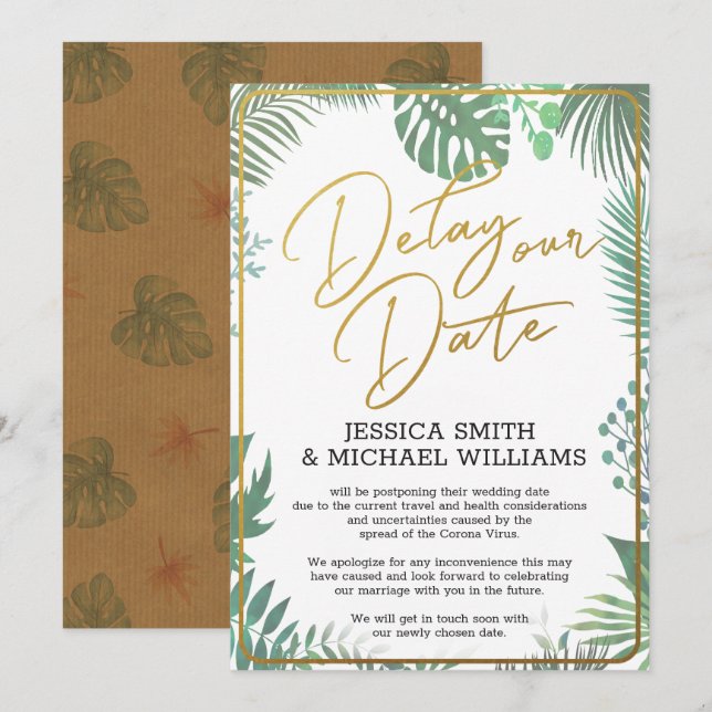 Coronavirus Verdure Retarder La Carte Date (Devant / Derrière)