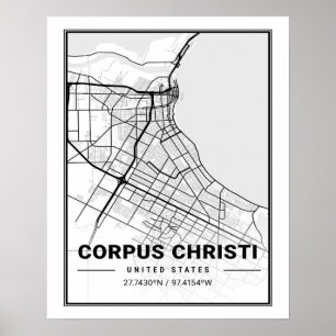 Corpus Christi Texas USA Travel City Map Poster
