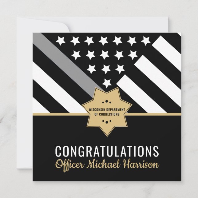 Corrections Officer Thin Silver Line Graduation (Devant)