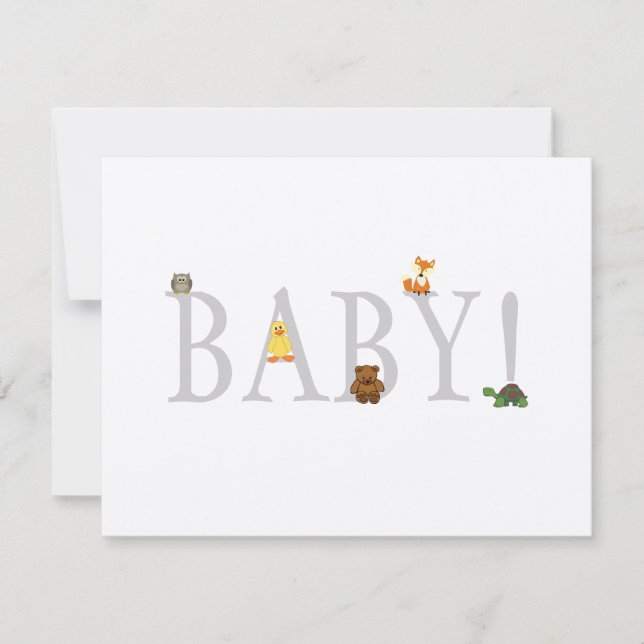 Correspondance Adorable Baby shower animal Merci Carte de note (Devant)