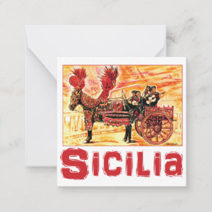 Correspondance Affiche de voyage en Sicile Carte pour notes plat