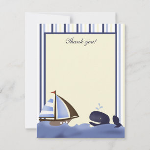 Correspondance Ahoy Mate Blue Whale Flat Carte de remerciements