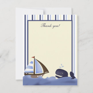 Correspondance Ahoy Mate Blue Whale Flat Carte de remerciements