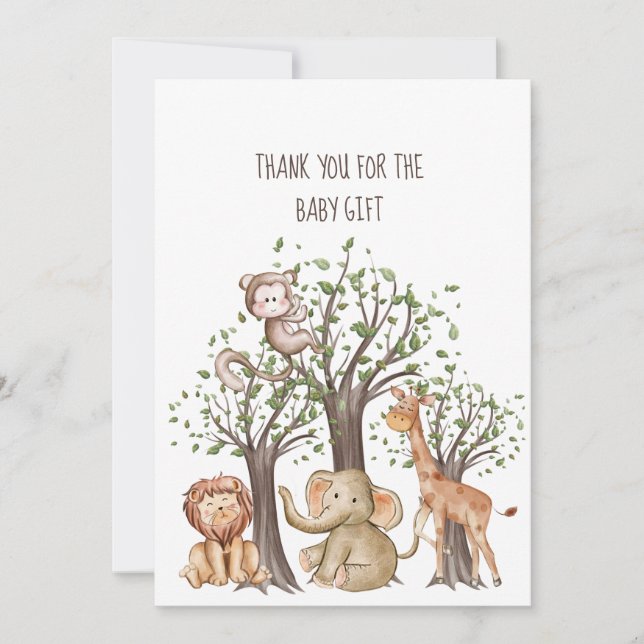 Correspondance Animaux de bois personnalisés Baby Carte de remerc (Devant)