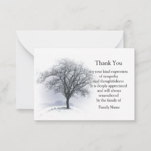 Correspondance Arbre Autonome En Carte de remerciements D'Hiver