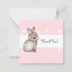 Correspondance Baby shower Bunny rose Merci Carte de note