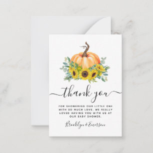 Correspondance Baby shower d'automne citrouille Merci Carte de no