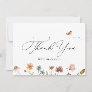 Correspondance Baby shower fleur sauvage Carte de note Merci