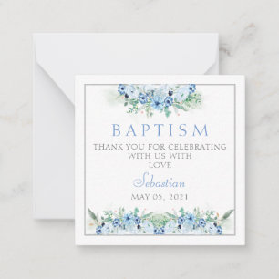Correspondance Baptême Carte de remerciements bébé garçon bleu