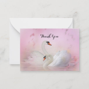 Correspondance Beau Cygne Sur Carte de remerciements Rose