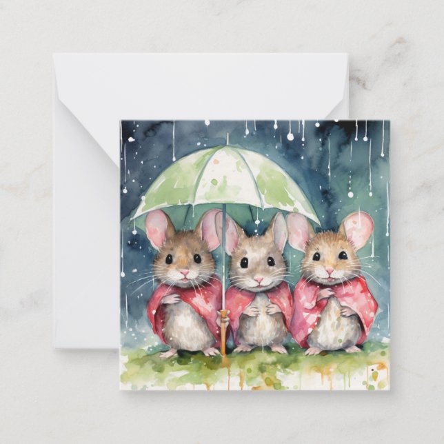 Correspondance Belle carte de souris aquarelle (Devant)