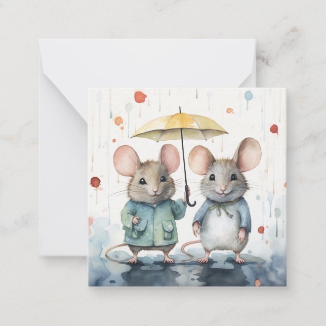 Correspondance Belle carte de souris aquarelle (Devant)