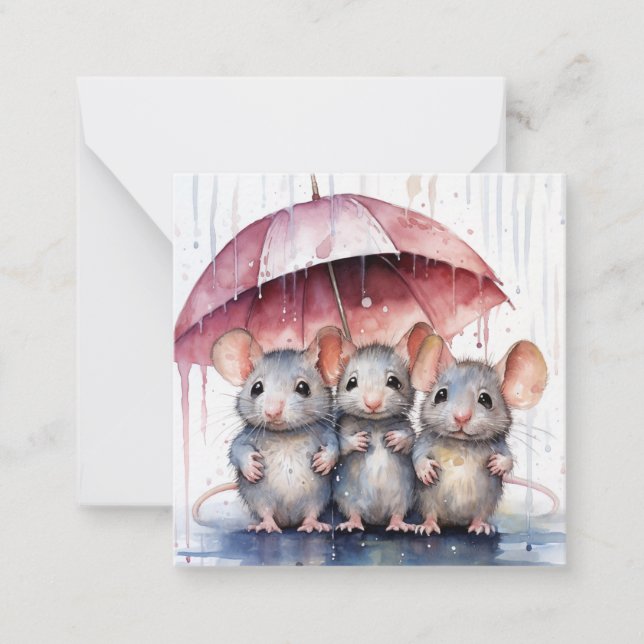 Correspondance Belle carte de souris aquarelle (Devant)