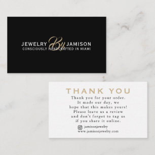 Correspondance BIJOUX par nom personnel marque Carte de remerciem