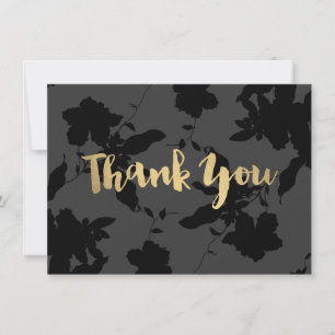 Correspondance Black Floral Gold Carte de remerciements