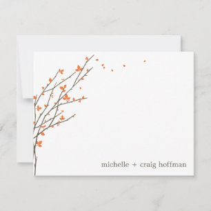 Correspondance Branches en fleurs Carte de remerciements plat - O