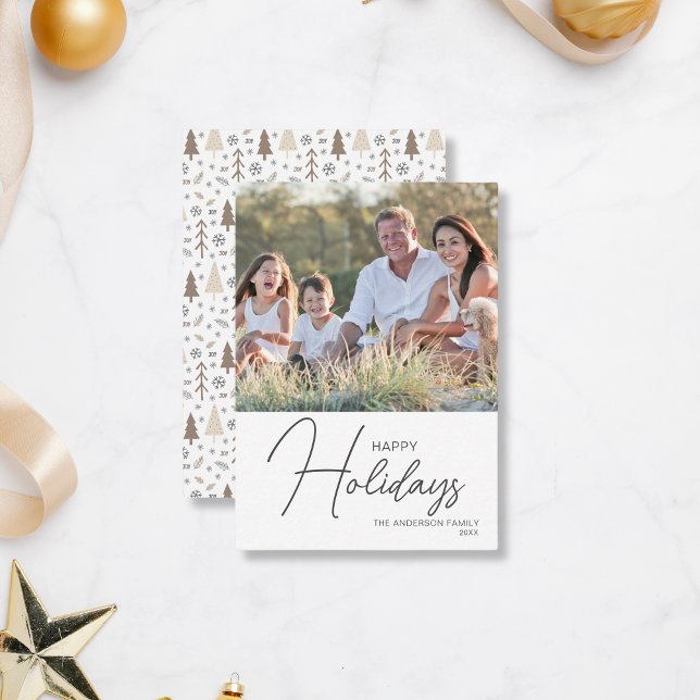 Correspondance Budget Joyeuses Vacances Moderne Photo Carte de No (Create your own budget personalized photo Christmas Card by MINTIC DESIGN STUDIO)