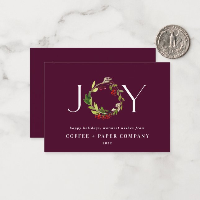 Correspondance Budget Moderne aquarelle carte de Noël d'entrepris (Devant/Arrière en situation)