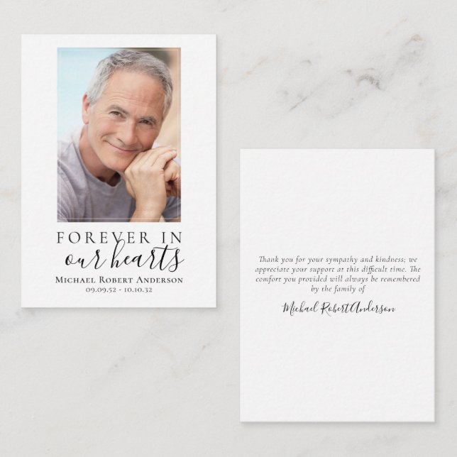 Correspondance Budget pour toujours dans nos coeurs Carte de reme (Devant / Derrière)