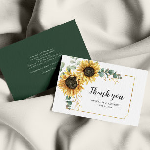 Correspondance Budget Sunflower Floral Eucalyptus Carte de remerc