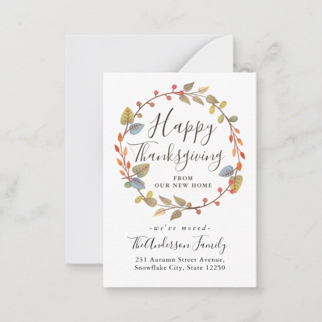 Correspondance Budget Thanksgiving Nouvelle carte de déplacement  (Devant)