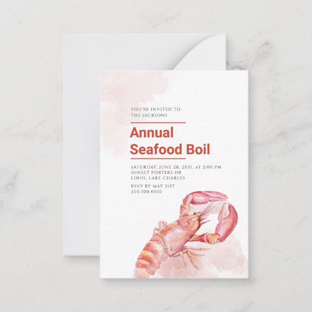 Correspondance Carte annuelle de note de homard à ébullition de f (Devant)