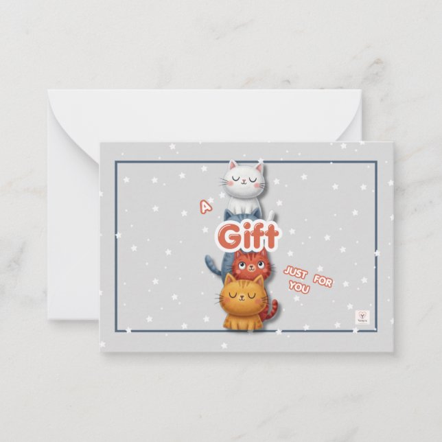 Correspondance 🎁Carte Cadeau Chaton Mignon | Carte de Note Juste (Devant)